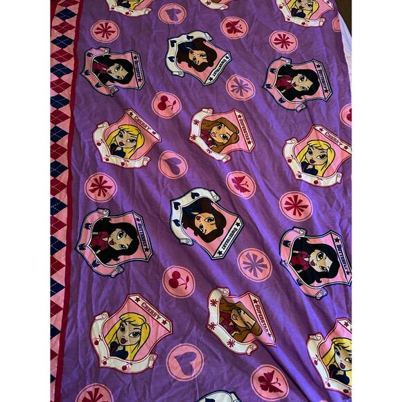 Vintage Y2K Lil' Bratz Twin Flat Sheet Purple Pink Floral Print 100% Cotton - Picture 1 of 5